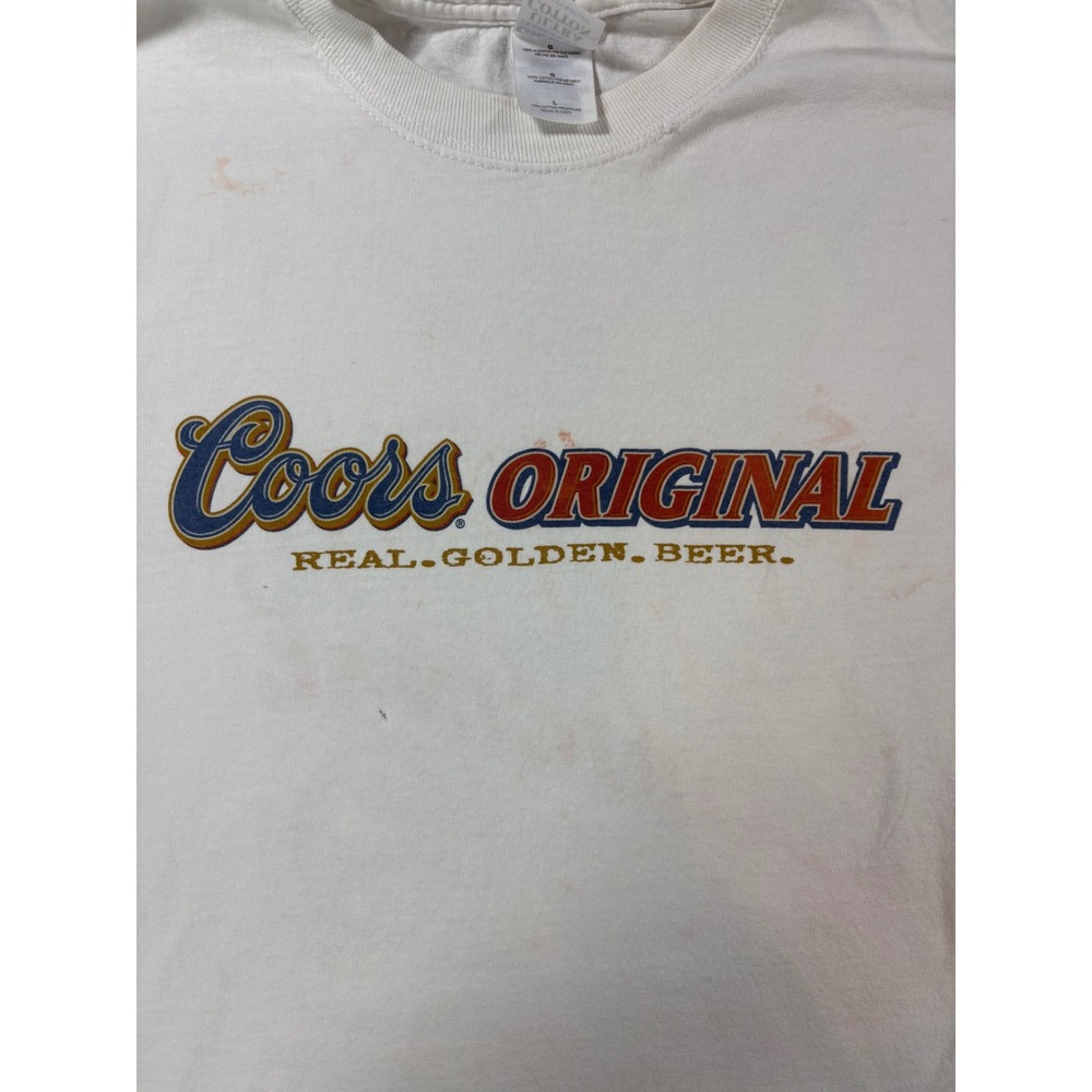 Coors Original Beer Long Sleeve Graphic T-Shirt White Mens Large Gildan Y2K